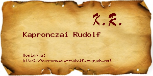 Kapronczai Rudolf névjegykártya